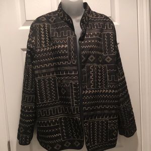 Alfred Dunner Quilted Embroidered Jacket Black Size 16